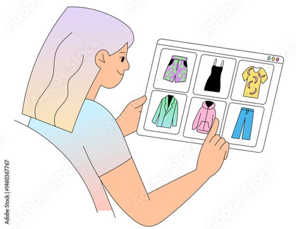 Fototapeta Person browsing clothing options on digital shopping platform