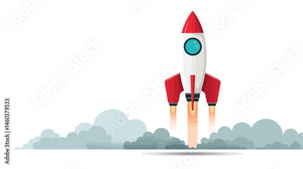 Obraz Business startup rocket concept simple vector on white background  -  