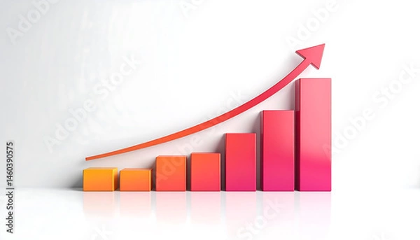 Fototapeta Upward Trend: Gradient Bar Graph with Arrow
