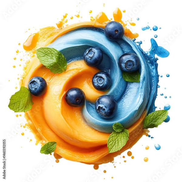 Obraz Blueberry and Orange Ice Cream Pop Isolated on Transparent Background