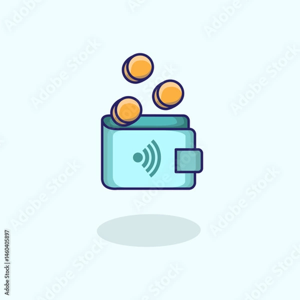 Obraz Vector illustration of a digital wallet representing mobile payment financial technology and secure online transactions Ideal for fintech apps e commerce banking and digital finance content Scalable a