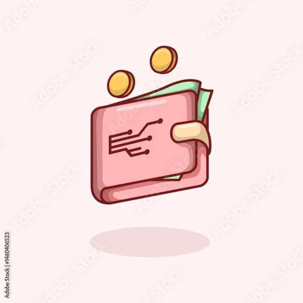 Obraz Vector illustration of a digital wallet representing mobile payment financial technology and secure online transactions Ideal for fintech apps e commerce banking and digital finance content Scalable a