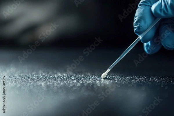Fototapeta Surface testing procedure by a worker using a swab for contamination check laboratory setting scientific analysis close-up view