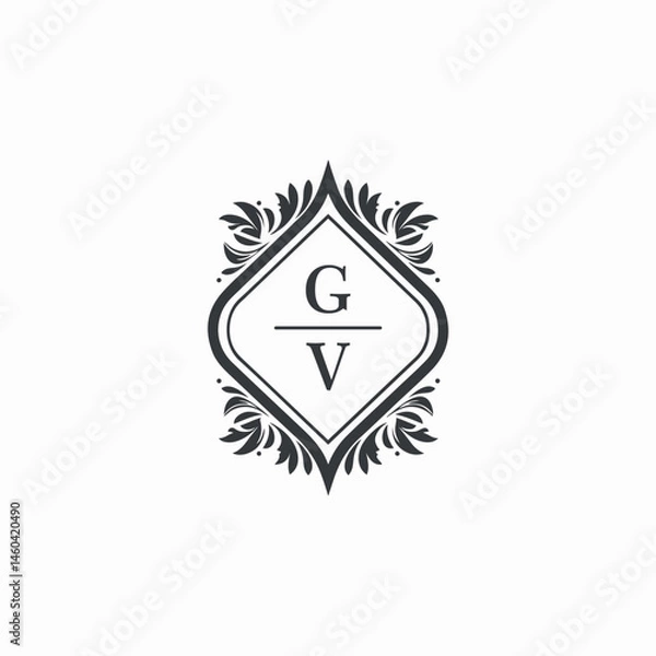 Obraz GV Initials Wedding Logo Vector Art  Icons  and Graphics