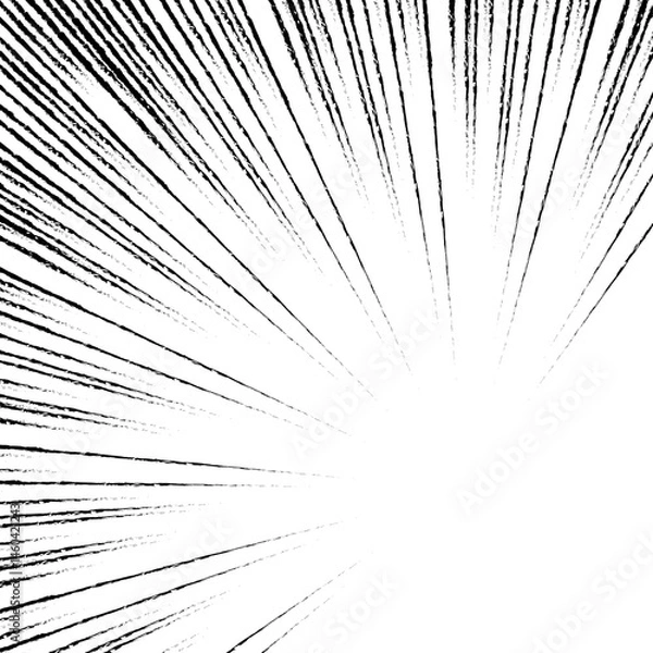 Fototapeta 集中線の背景、漫画表現、フレーム、手書き風の線、正方形サイズ