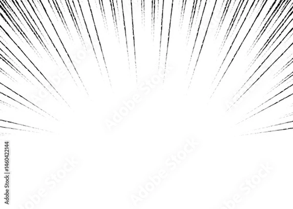 Fototapeta 集中線の背景、漫画表現、フレーム、手書き風の線