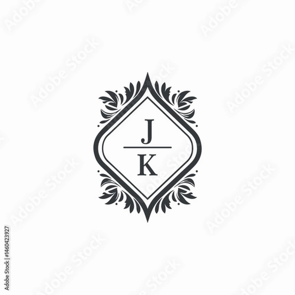 Obraz JK Initials Wedding Logo Vector Art  Icons  and Graphics