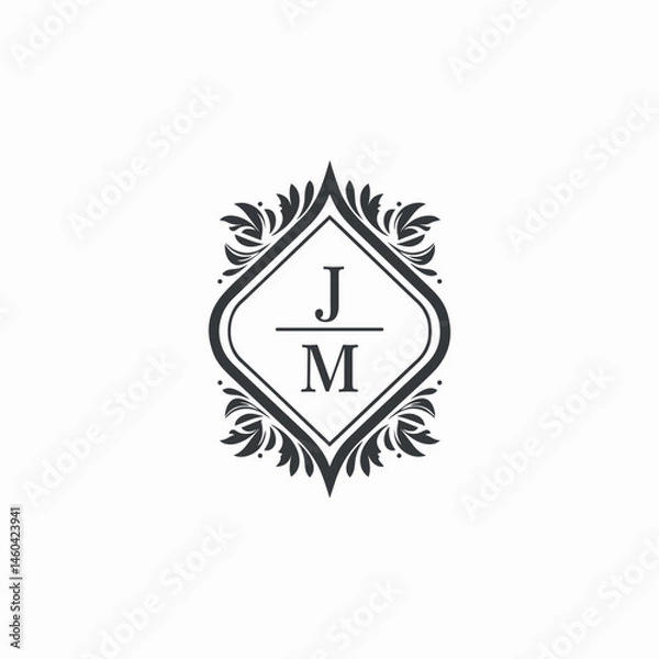 Obraz JM Initials Wedding Logo Vector Art  Icons  and Graphics