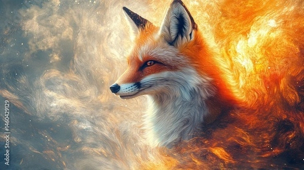 Fototapeta Fox, Generative AI-enhanced artwork, showcasing its stunning beauty in an imaginative way 