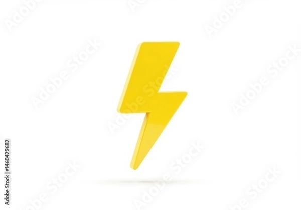 Obraz A vivid yellow lightning bolt symbol against isolated on white background