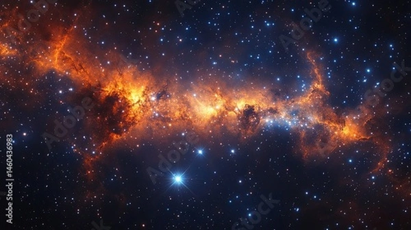 Fototapeta Explosion of stars lighting up the cosmos, with a starburst effect representing the power of space travel. 