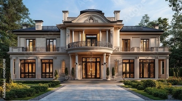 Fototapeta Exclusive luxury villa design project featuring sophisticated architecture and elegant interiors. 