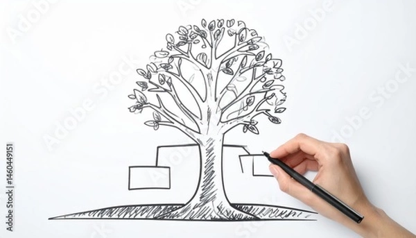 Fototapeta abstract decision tree algorithm sketch on white background 