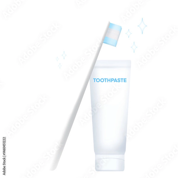 Fototapeta Toothpaste and toothbrush, PNG, transparent