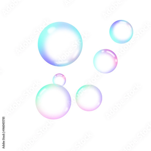 Fototapeta illustration of soap bubbles isolated, PNG, transparent