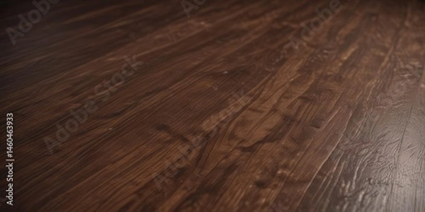Obraz Smooth, polished dark walnut wood surface reflecting light subtly , fine wood, dark background