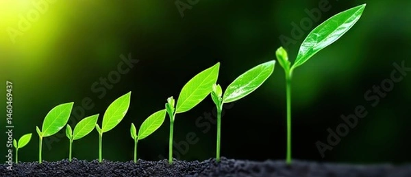 Fototapeta Growing seedlings, progression of growth