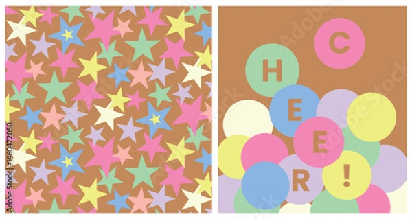 Fototapeta Pastel Star And Circle Cheer Pattern