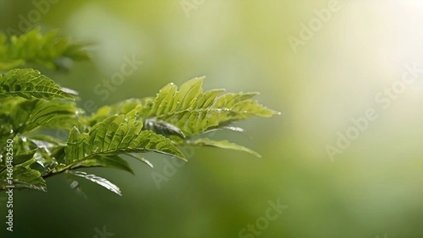 Fototapeta Close-Up of Natural Green Foliage with Soft Blurred Background and Selective Focus for Nature Concept