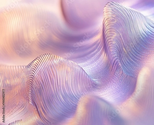 Obraz Holographic iridescent background with soft wavy patterns in pastel colors, dreamy blurred lines and ethereal light effects, hologram paper texture