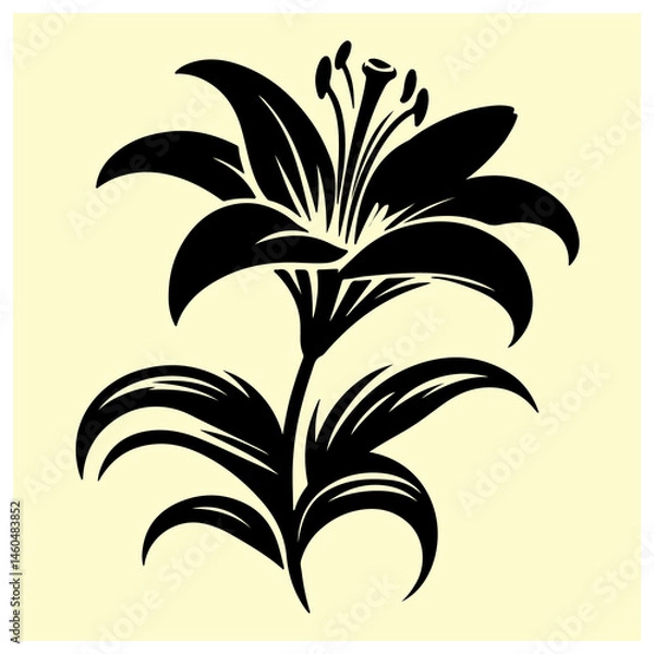 Fototapeta A black silhouette of a Lily