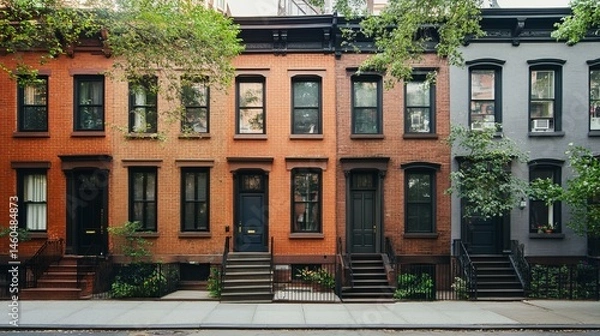 Obraz Charming Brownstone Row Houses In New York City