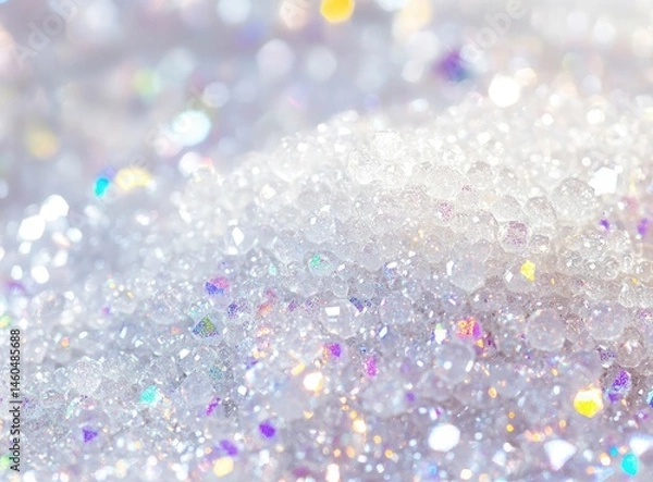 Fototapeta Soft focus pastel rainbow bokeh light background with shiny crystals, dreamy blurred abstract texture