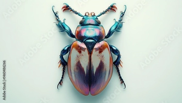 Fototapeta Vibrant and Colorful Beetle Macro Photography with Intricate Details and Textures, Perfect for Nature and Insect Enthusiasts