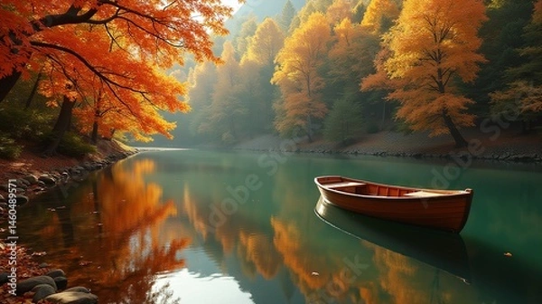 Obraz Autumn Reflections: A Peaceful Lake Scene