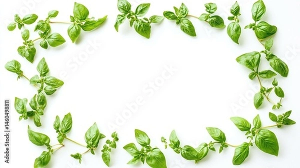 Fototapeta Fresh basil leaves frame (1)