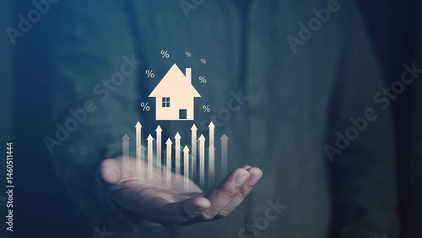 Obraz Real Estate Investment Growth and Mortgage Tax Strategy Concept in Digital Interface.