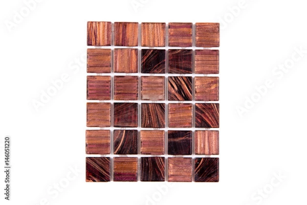 Obraz Fragment of a mosaic of small shiny tiles on white background 