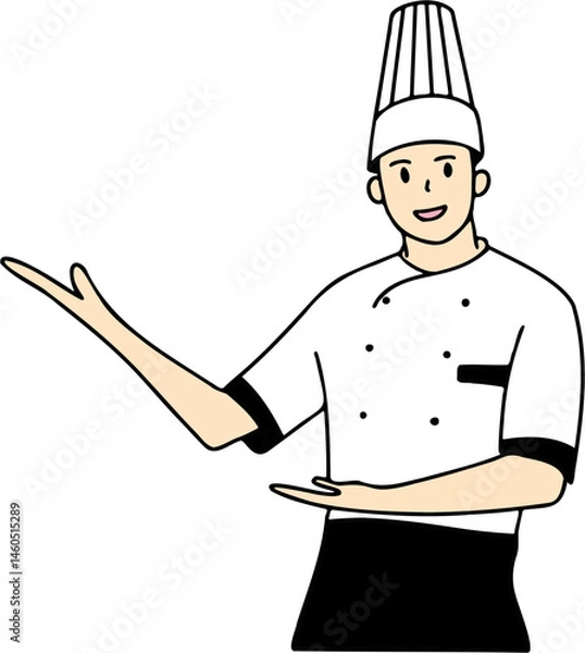 Obraz The image of the chef raising his hand