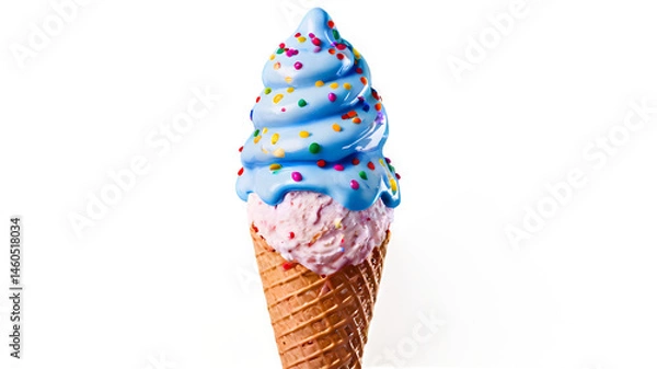 Obraz Realistic Melting Ice Cream Cones with Sprinkles – High-Resolution Isolated Food Graphics for Packaging & Social Media