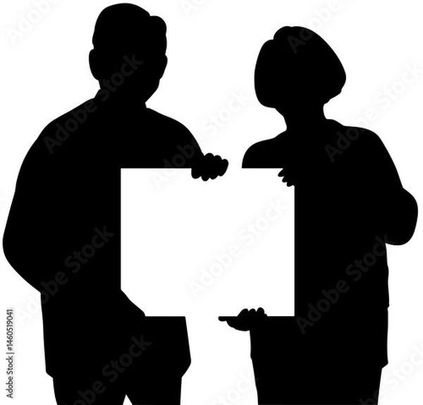 Obraz 白いボードを持つ老夫婦