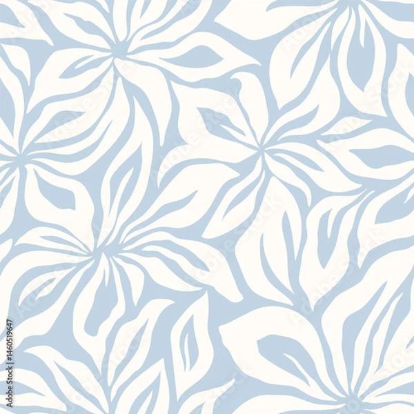 Obraz Artistic floral background. Decorative botanical seamless pattern with silhouette shapes of leaves and flowers. Artisanal allover print, vector wallpaper, for fabric, textile, paper, package