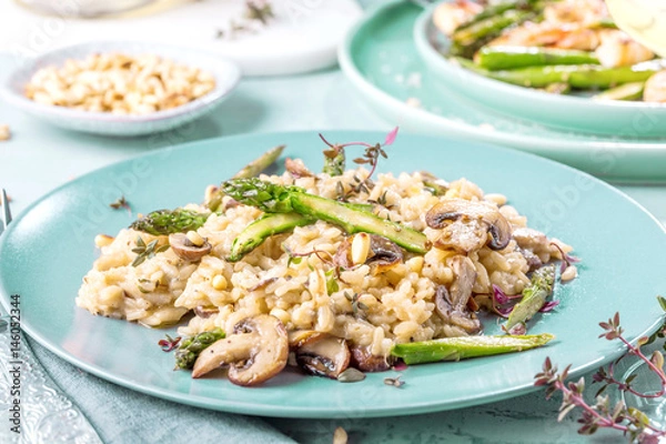 Obraz Risotto Fungi mit spargel