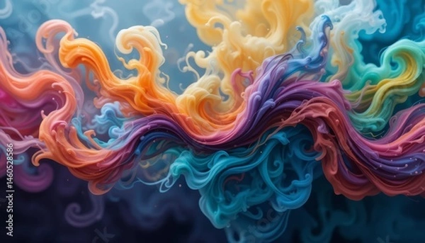 Fototapeta Vibrant swirls of color captured in abstract art digital medium artistic expression ethereal atmosphere close-up view visual harmony for modern aesthetics