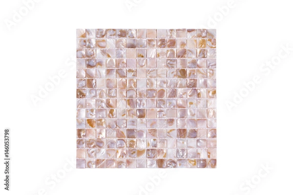 Obraz 
    Fragment of a mosaic of small shiny tiles on white background 