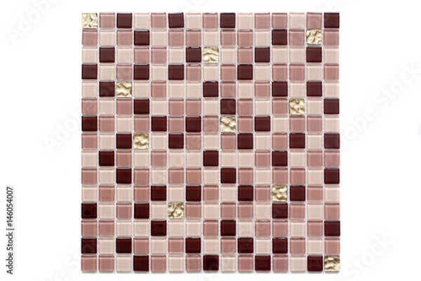 Obraz 
    Fragment of a mosaic of small shiny tiles on white background 