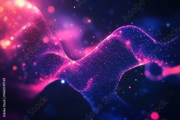 Obraz Pink and blue glowing abstract wave