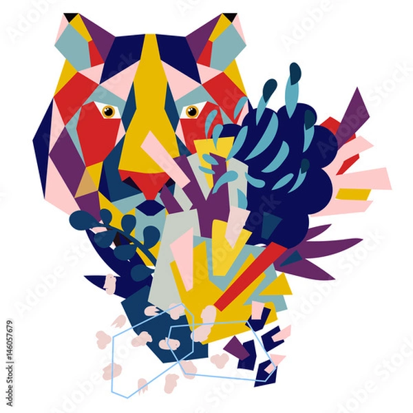 Fototapeta Abstract floral elements paper collage