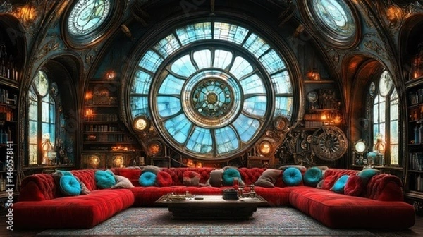 Obraz Steampunk Library Lounge: A Luxurious Getaway