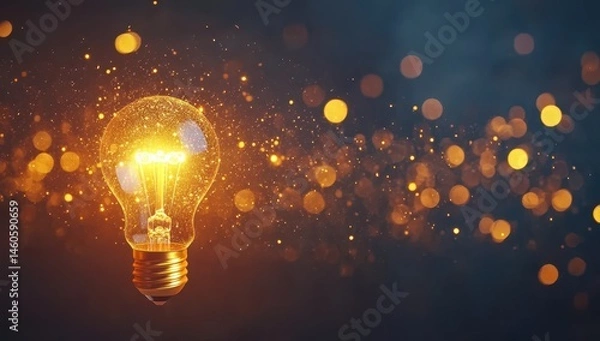 Fototapeta Illuminated bulb, bokeh background