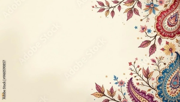 Obraz Subtle paisley print on cream background Soft, muted colors , subtle pattern, background