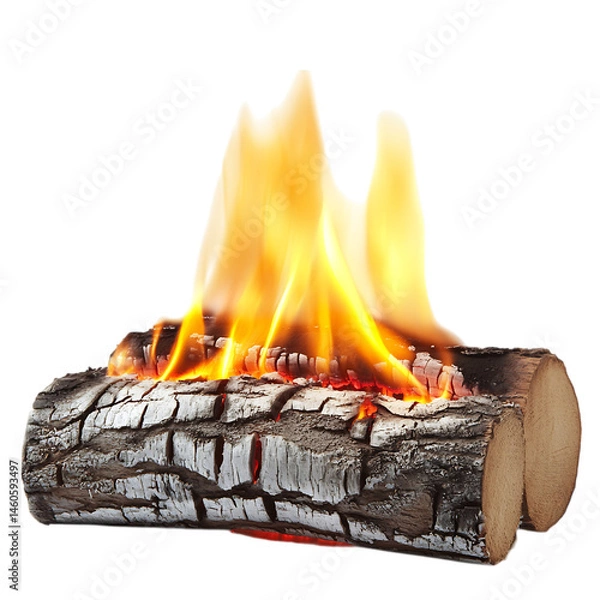 Fototapeta Fire Flame with Bright Orange and Yellow Hues Isolated on Transparent Background