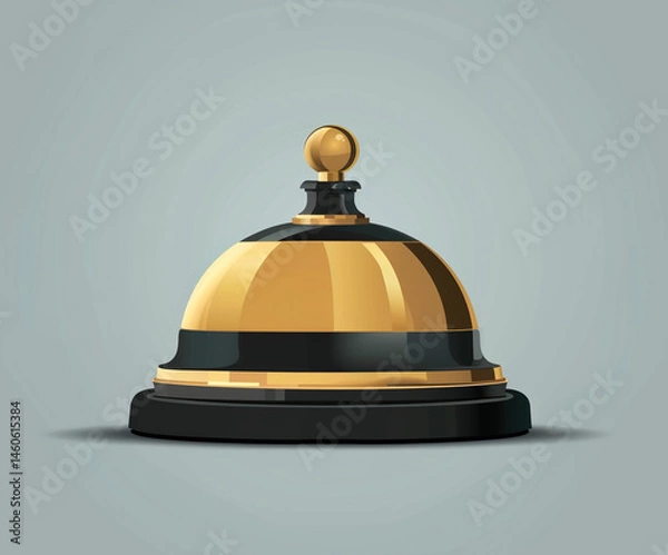 Fototapeta Flat vector illustration of a classic hotel service bell with minimal colors and simple design. Perfect for hospitality-themed graphics, UI elements, or customer service concepts