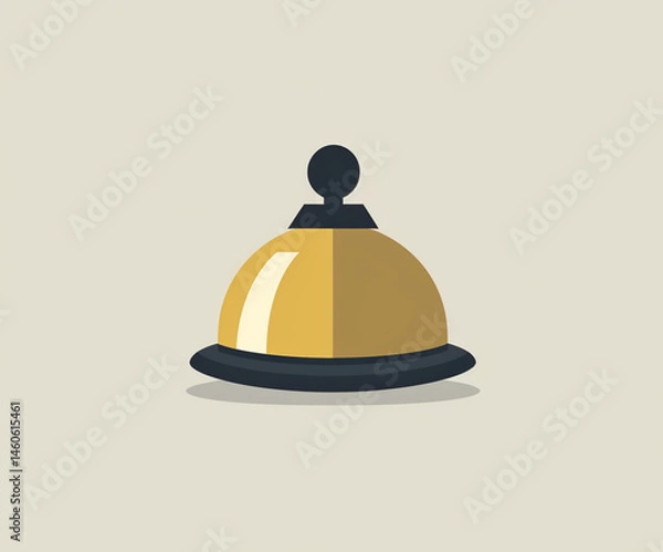 Fototapeta Modern vector icon of a gold hotel reception bell on a light background. Ideal for use in apps, websites, infographics, or marketing materials about hotels and service industries.