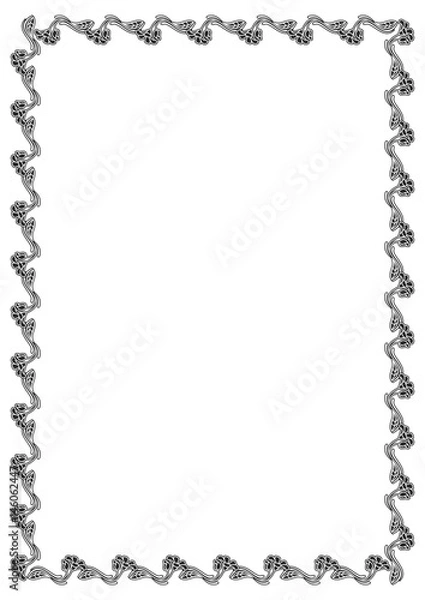 Fototapeta Black and white abstract vertical frame. Copy space. Vector clip art.