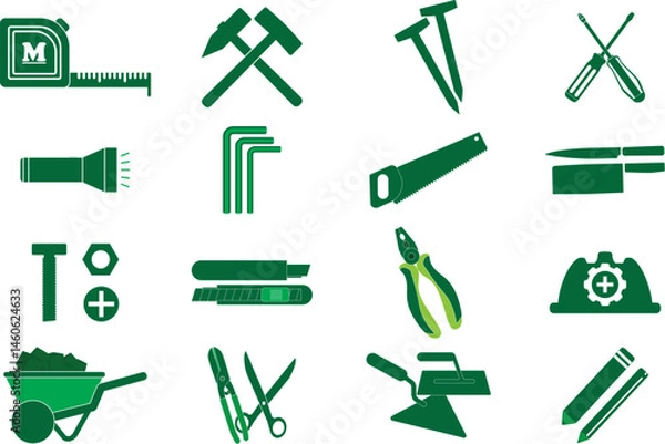 Obraz illustration icon set of building carpentry tools